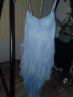 Pear Culture Blue Glittery Mesh Dress